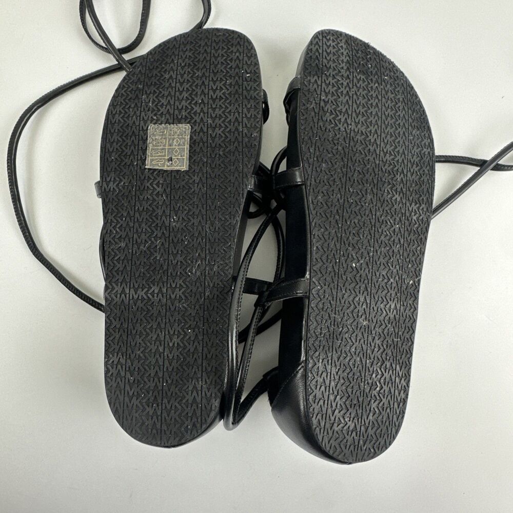 MICHAEL Michael Kors Vero Lace Up Gladiator Sandal Flat Black Leather Womens 9 - Picture 12 of 14